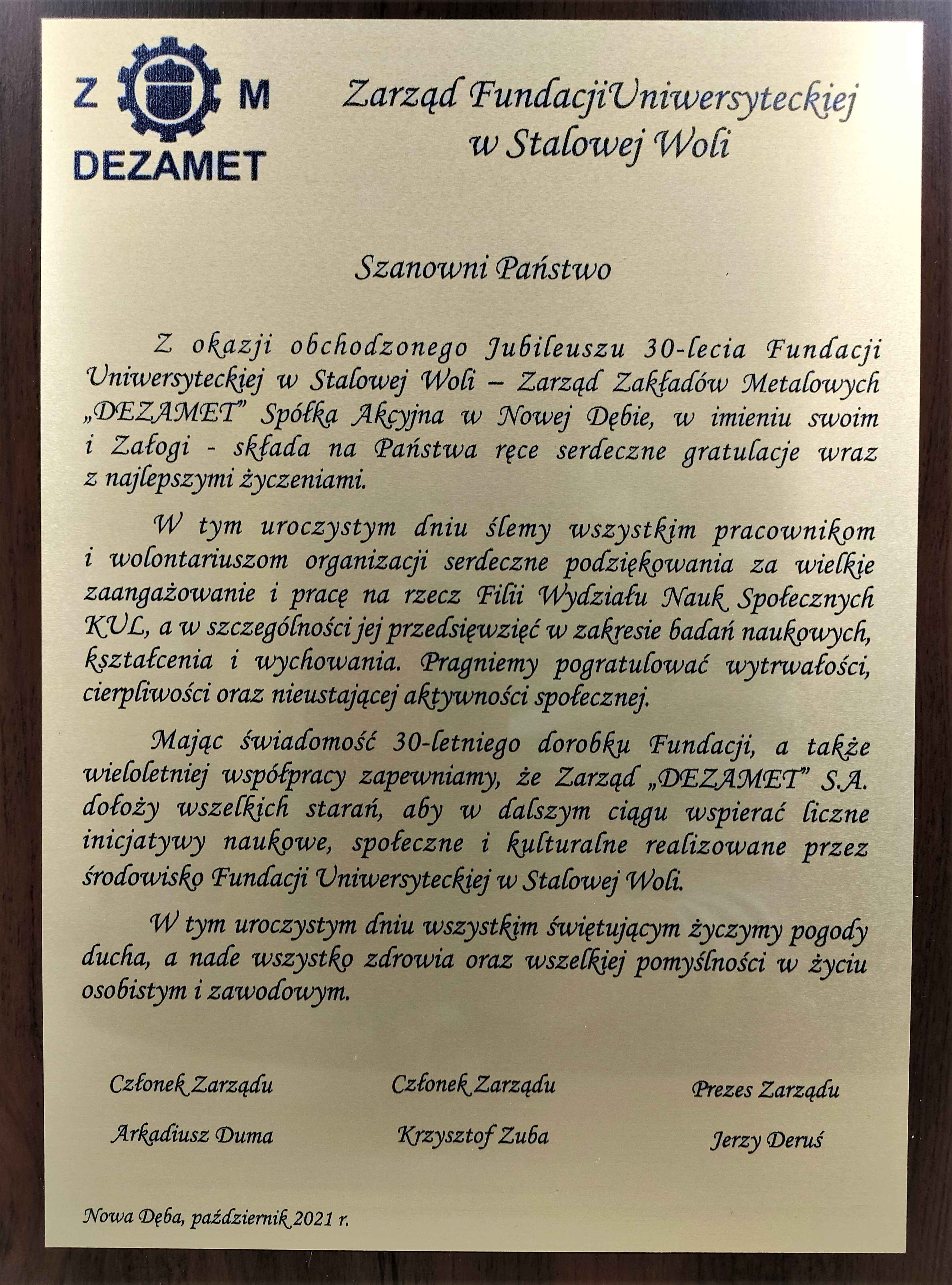 Dezamet 2 gratulacje