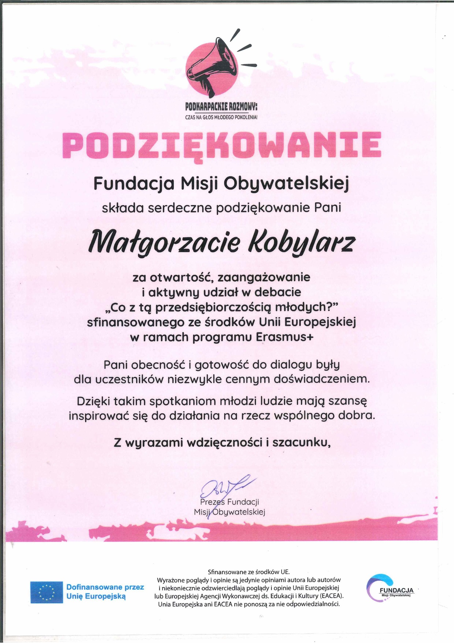 Podzikowanie MKobylarz